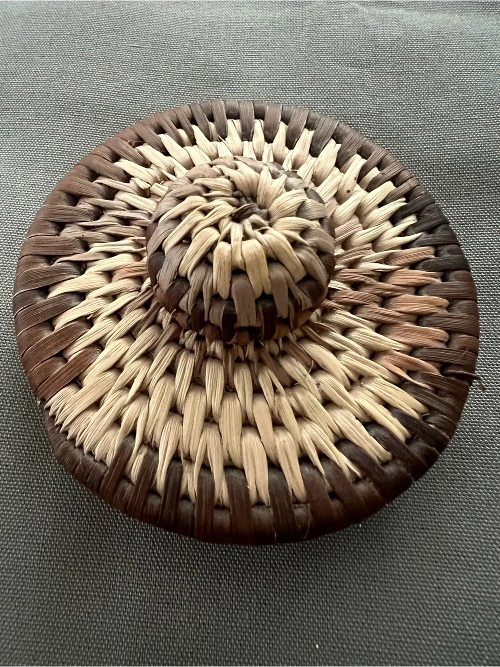 Handwoven Herb Basket with Knobbed Lid